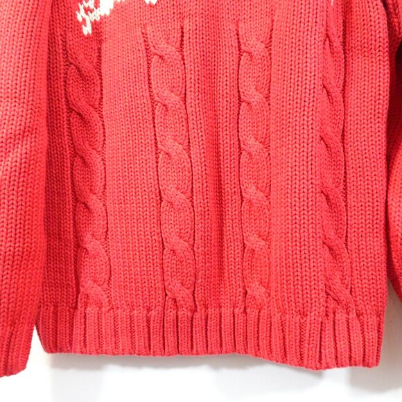 Lands' End Cotton Reindeer Sweater Size M Red White Holiday Christmas NEW - Picture 3 of 6